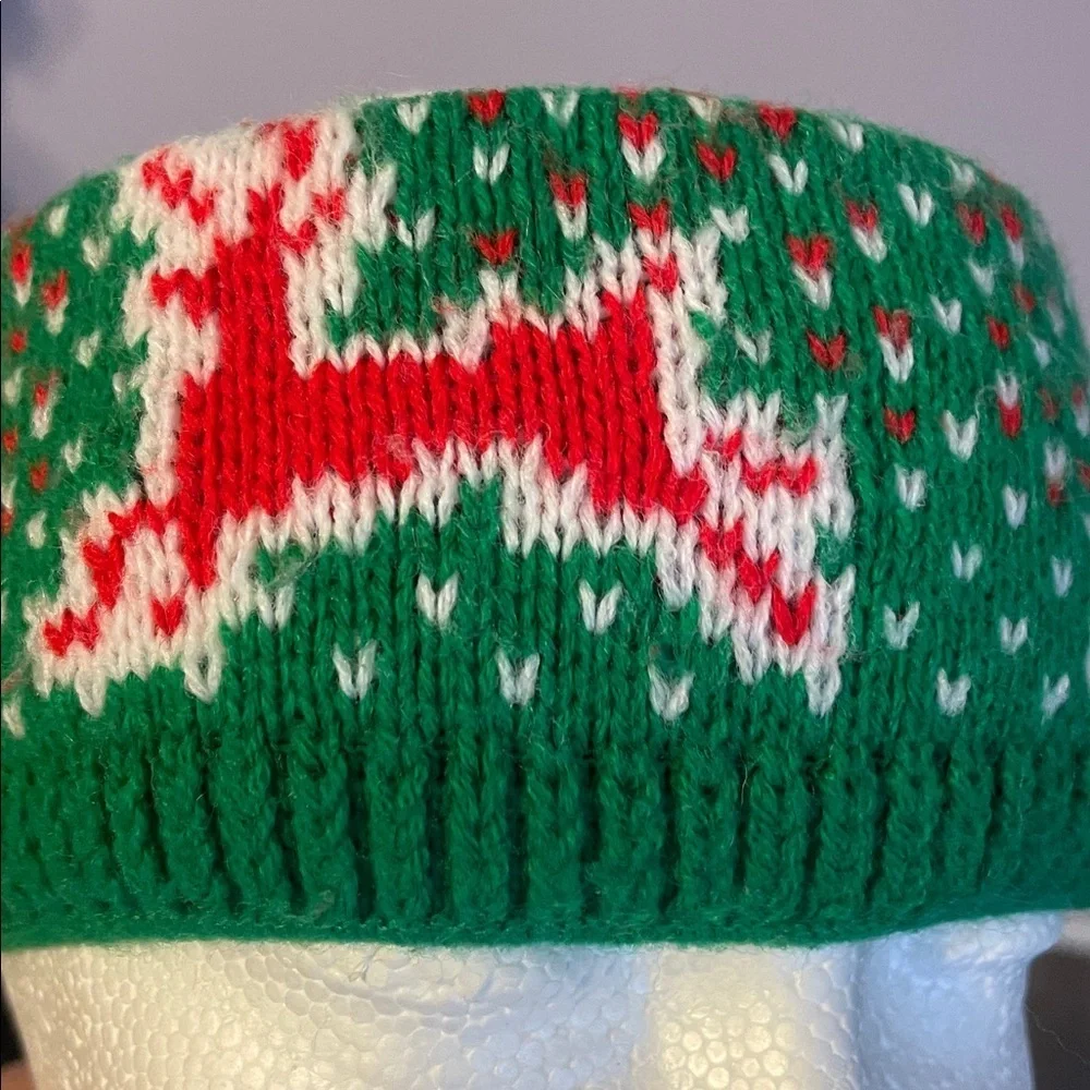 ECHO Vintage Reindeer Ugly Christmas Knit Headband Green Red